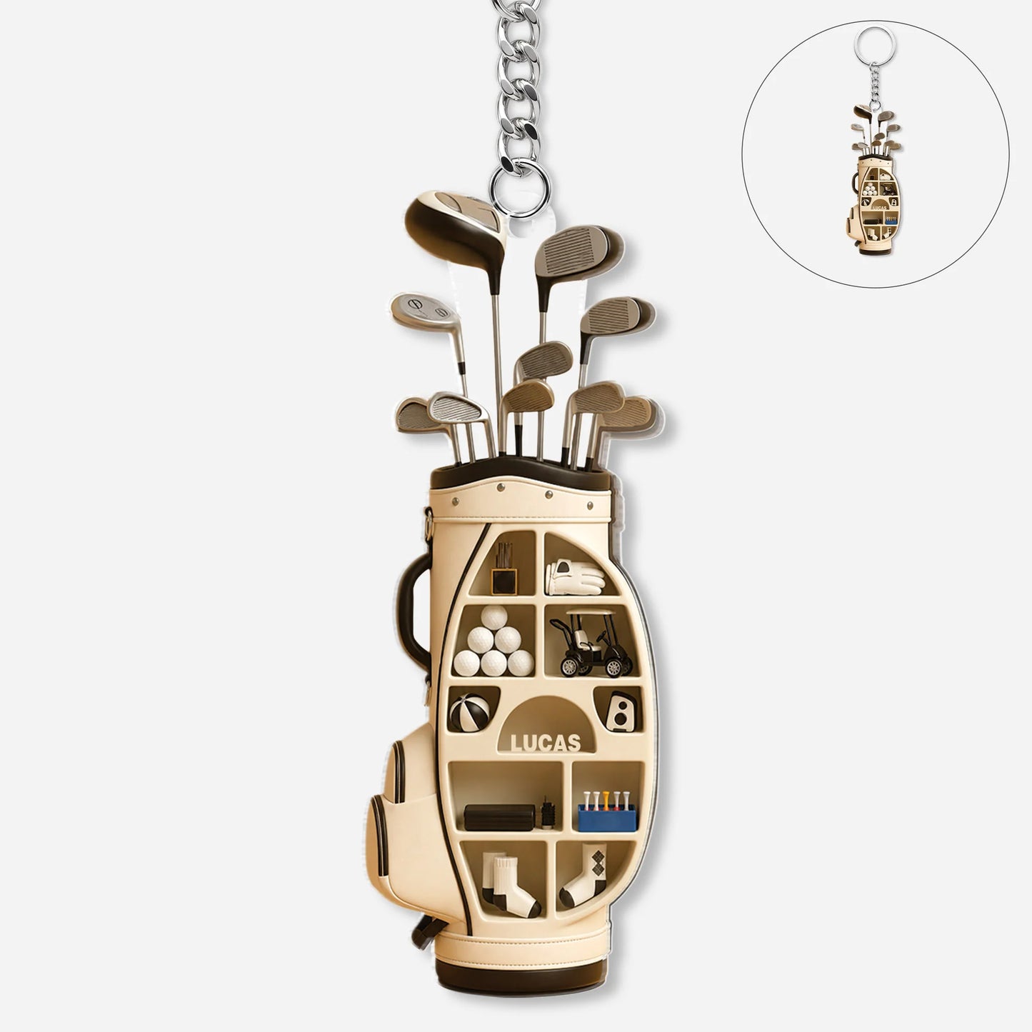 Personalized Golf & Hockey Bag Acrylic Keychain - Custom Name Sports Accessories Gift for Sports Lovers