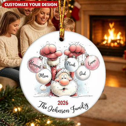 Personalized Ceramic Ornament - Custom Santa Keepsake
