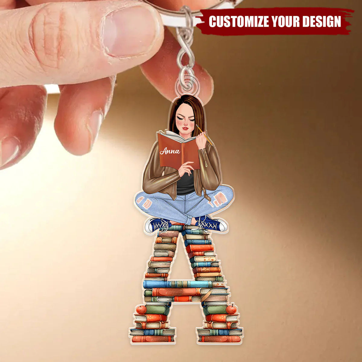 Custom Book Lover Keychain personalization view for Mom