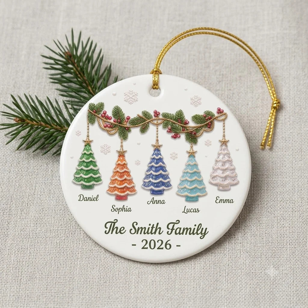 Custom Family Christmas Ceramic Ornament - Personalized Christmas Tree Keepsake Gift