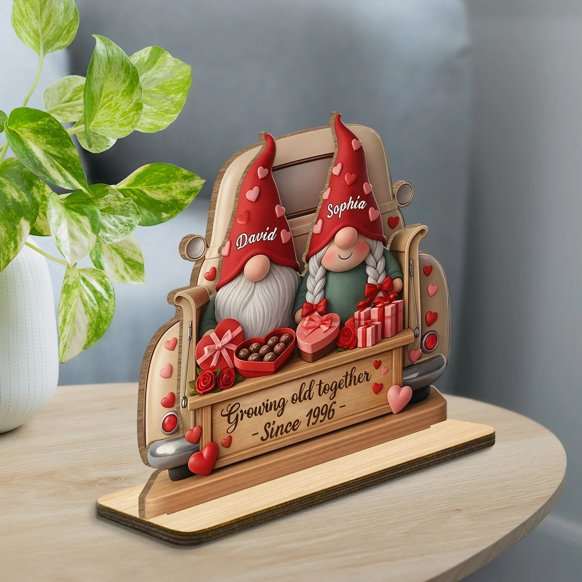Growing Old Together With Gnomes, Hearts, And Roses