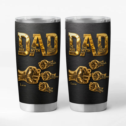 Personalized dad fist bump tumbler with custom children names for Father's Day gift