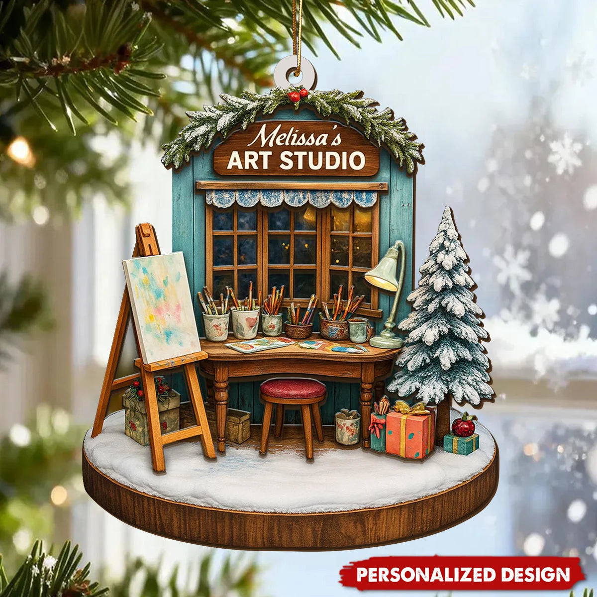 Personalized Art Studio Christmas Ornament - Custom Painter Artist Gift Keepsake