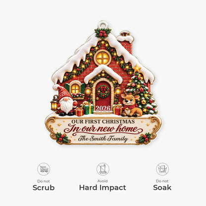 Our First Christmas in Our New Home Personalized Acrylic Ornament - Housewarming Gift for Family & Couples