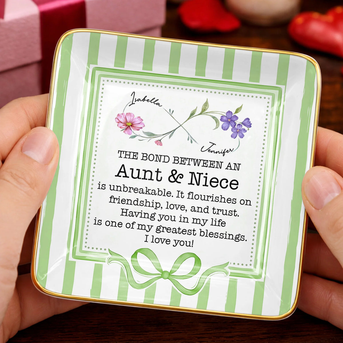 The Bond Between An Aunt & Niece, Flowers & Ribbon Decor