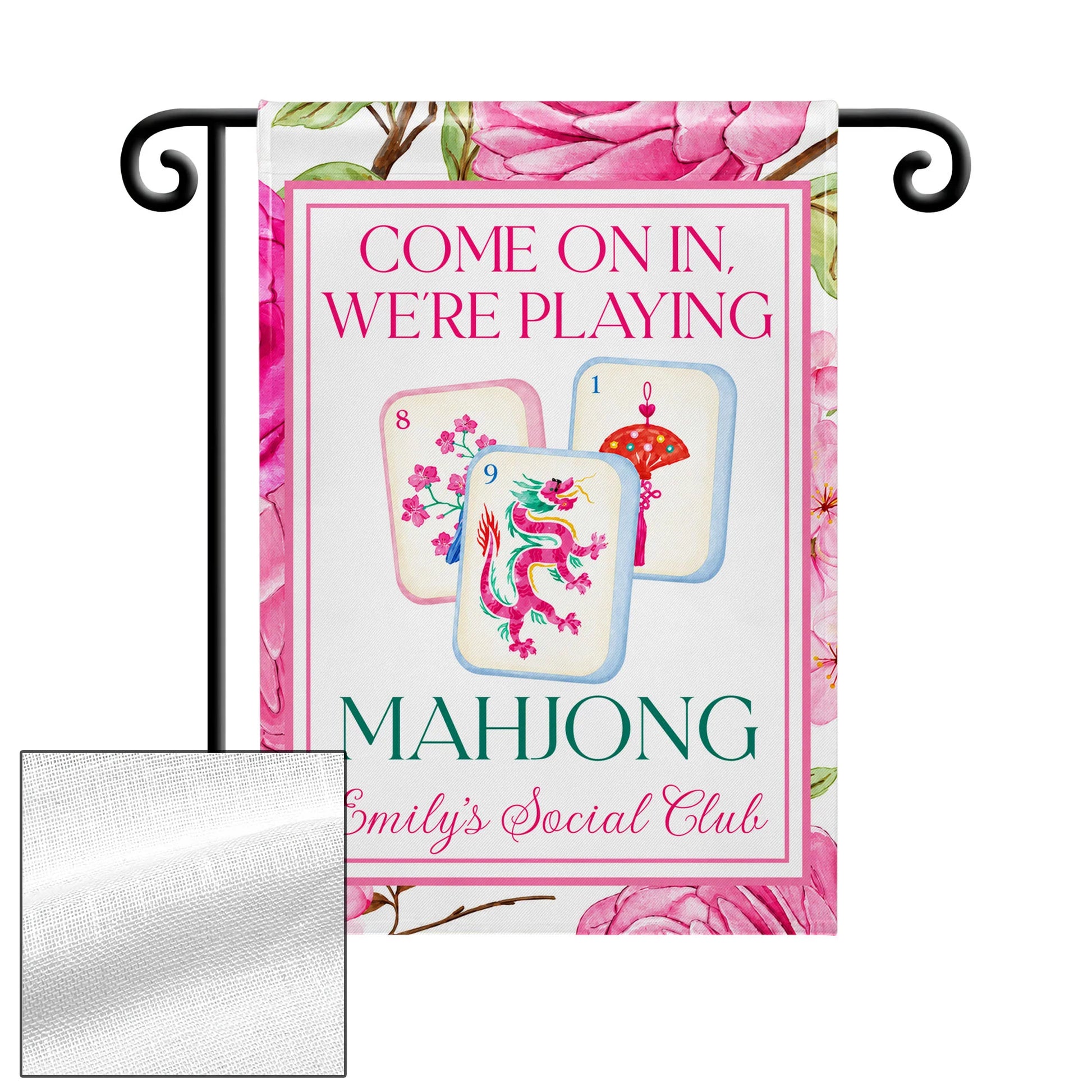 Come On In We're Playing Mahjong Personalized Garden Flag - Custom Social Club Yard Decor