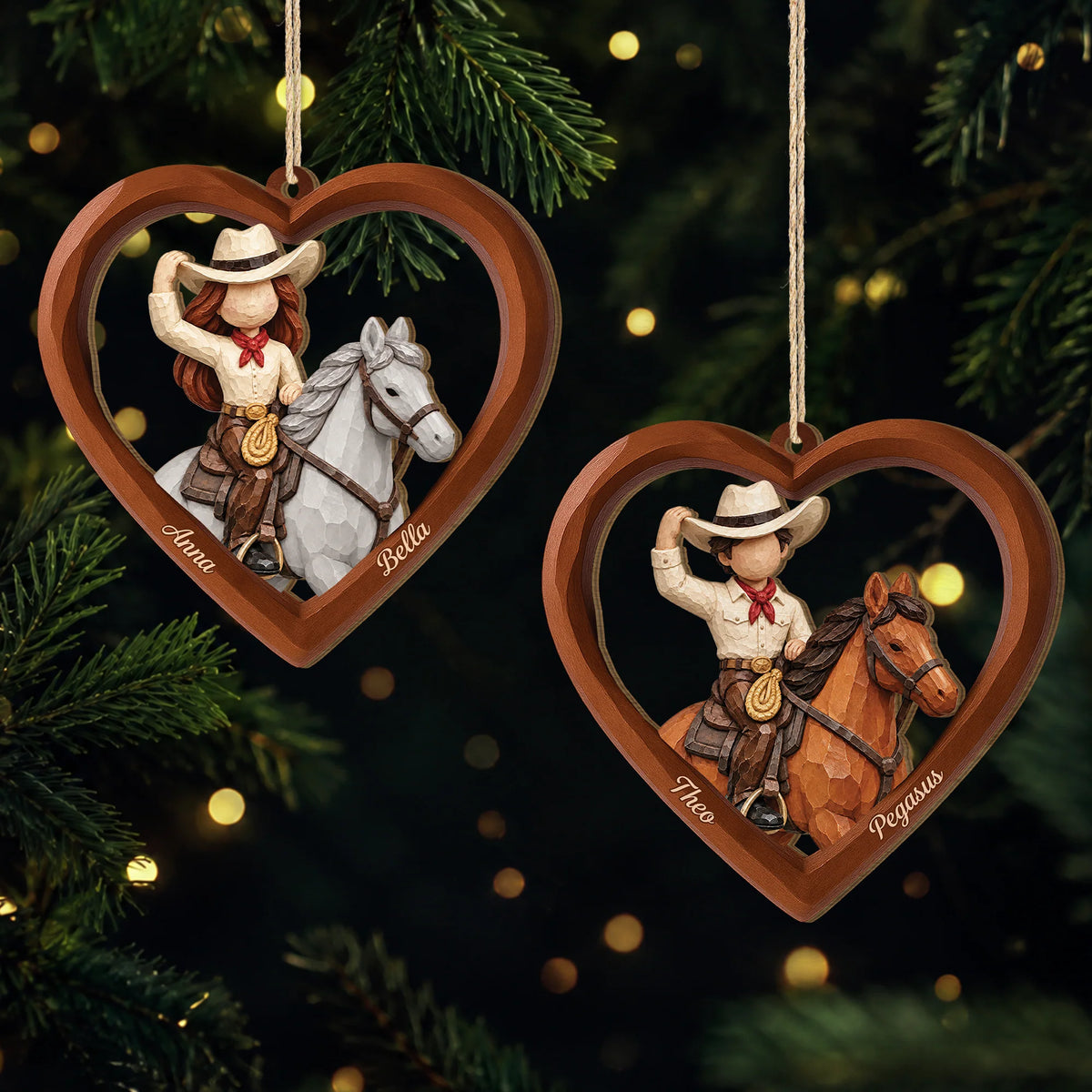 Personalized Horse Rider Wooden Ornament - Custom Christmas Keepsake Gift for Daughter