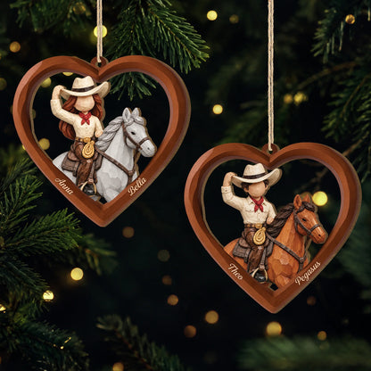 Personalized Horse Rider Wooden Ornament - Custom Christmas Keepsake Gift for Daughter