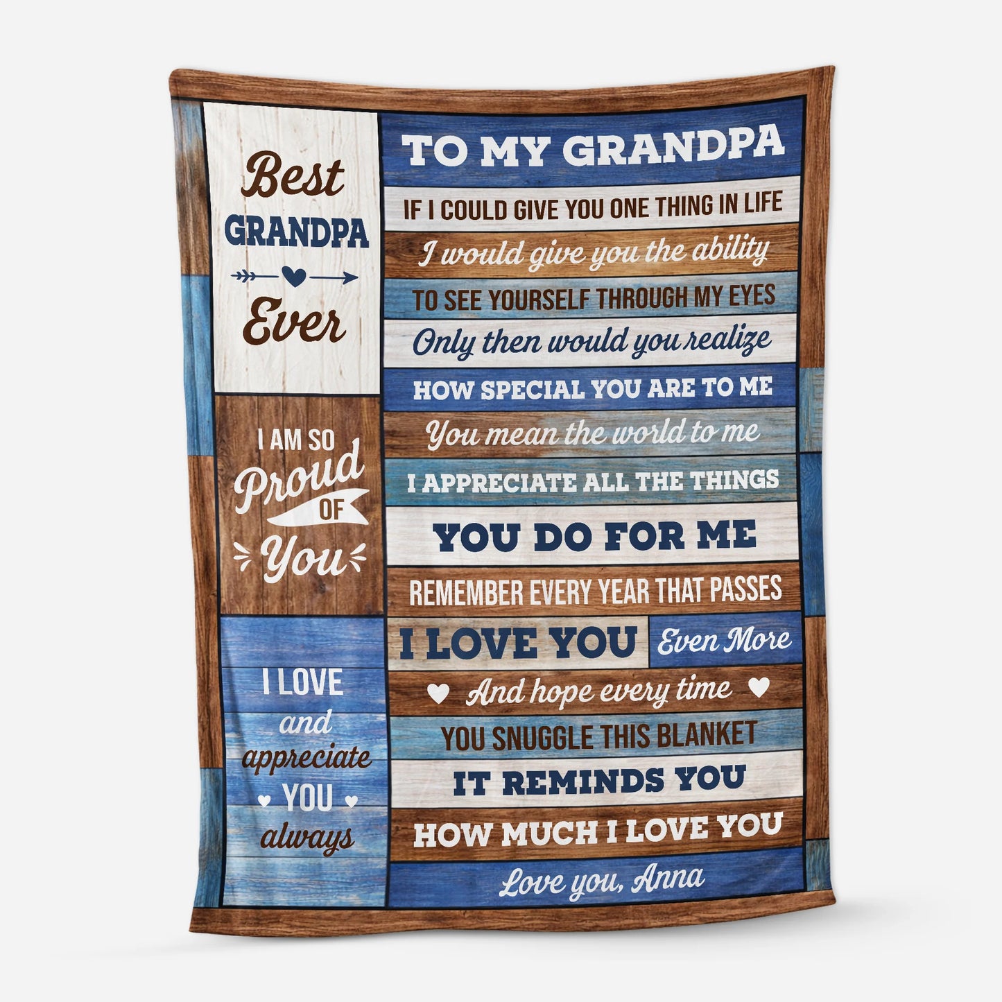 To My Grandma Grandpa Best Ever Personalized Blanket - Custom Grandparents Birthday Gifts