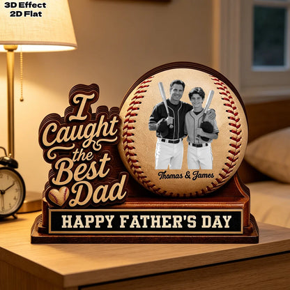 Custom Baseball Photo Wooden Block personalization view for Dad
