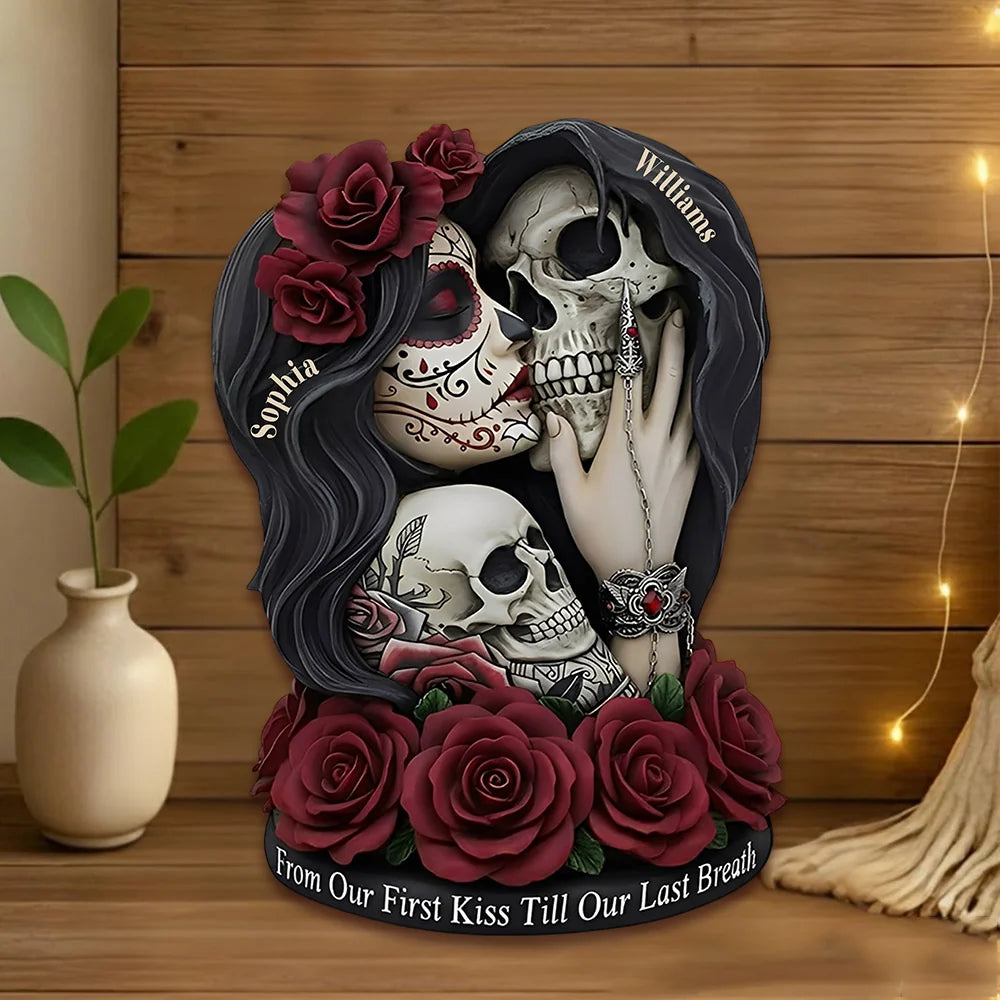 From Our First Kiss Till Our Last Breath - Personalized Skull Ornament For Couple Li29