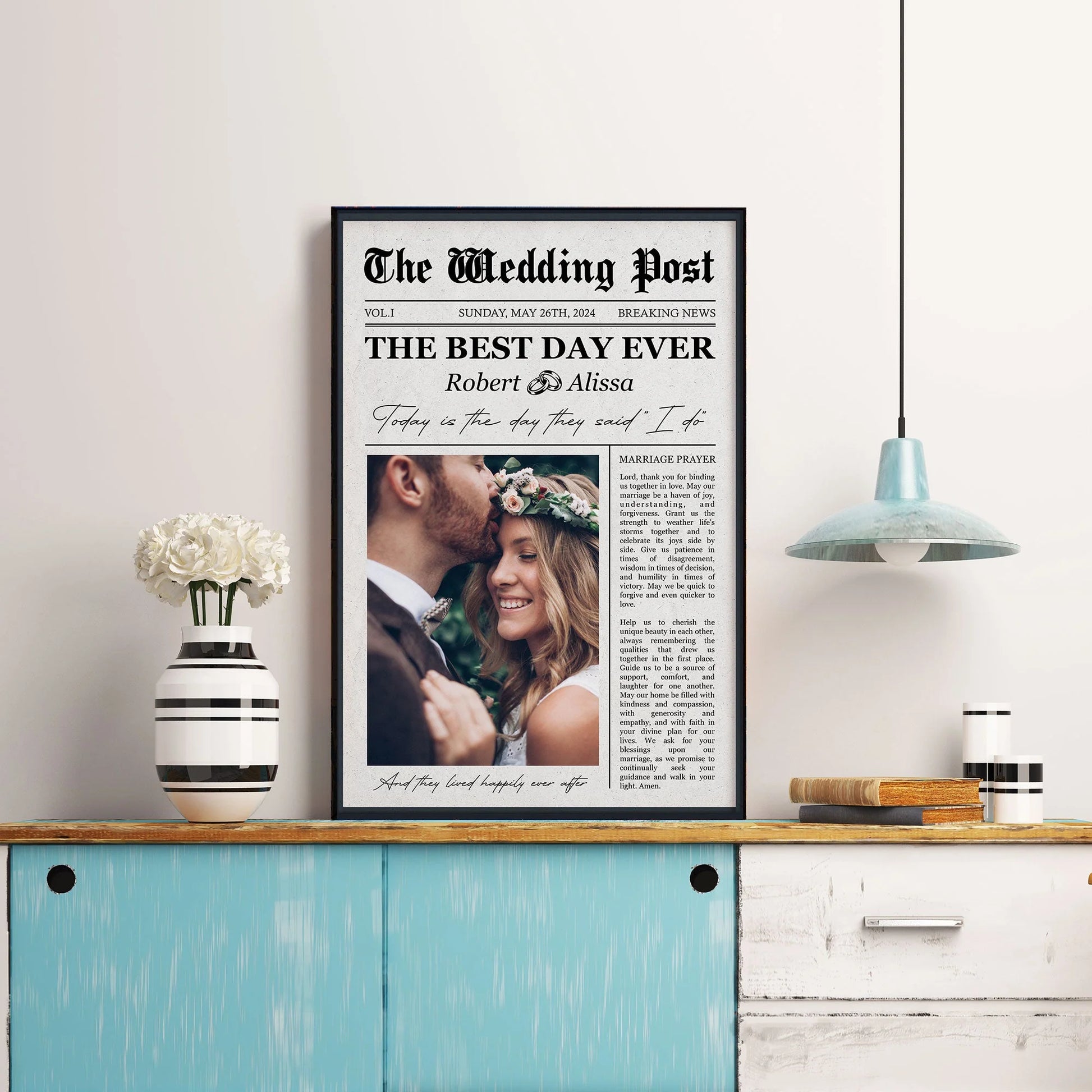 Custom Marriage Prayer Photo Poster for Couples with personalized design details for meaningful gifting image 6