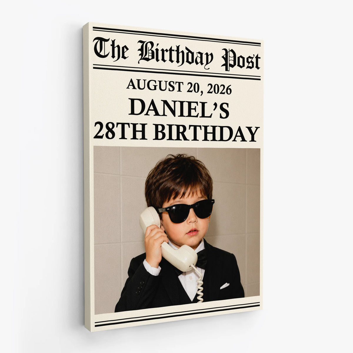 The Birthday Post Personalized Photo Canvas / Poster - Custom Newspaper Birthday Gift Wall Art