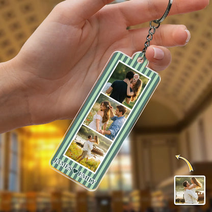 Personalized Photo Strip Keychain - Custom Couple Photo Acrylic Keepsake Gift