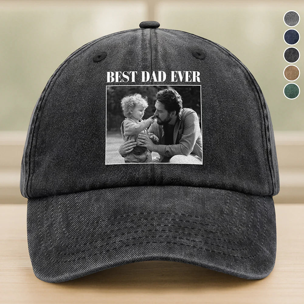 Personalized dad photo baseball cap with custom picture print - perfect gift for Father's Day and birthdays