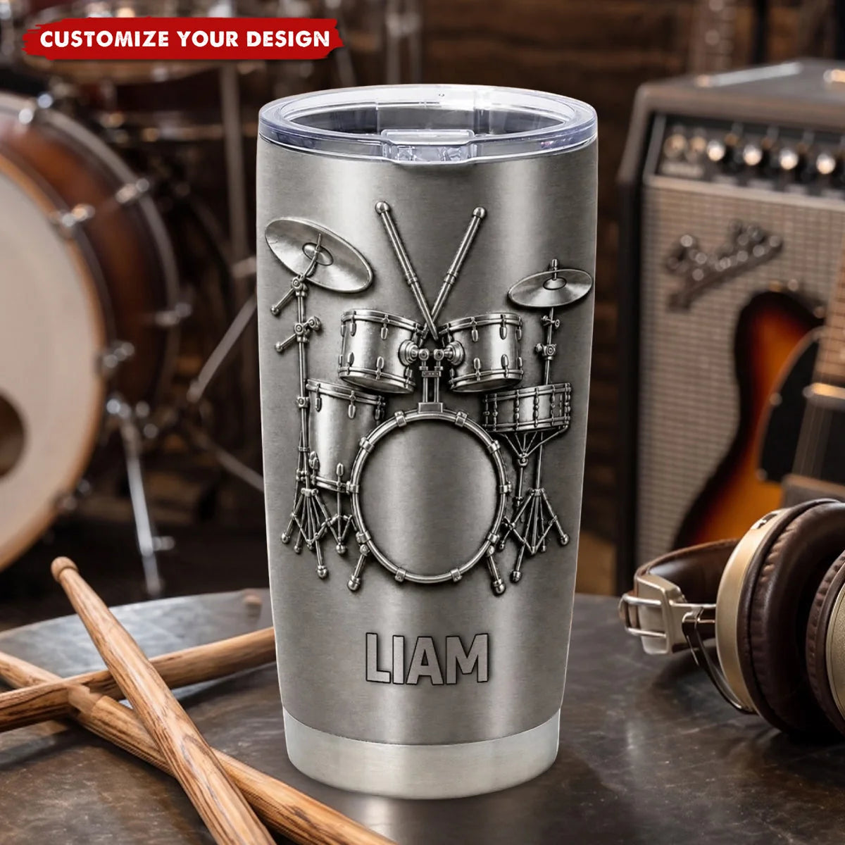 Drums Are My Therapy Personalized Tumbler - Custom Drummer Mug for Music Lovers