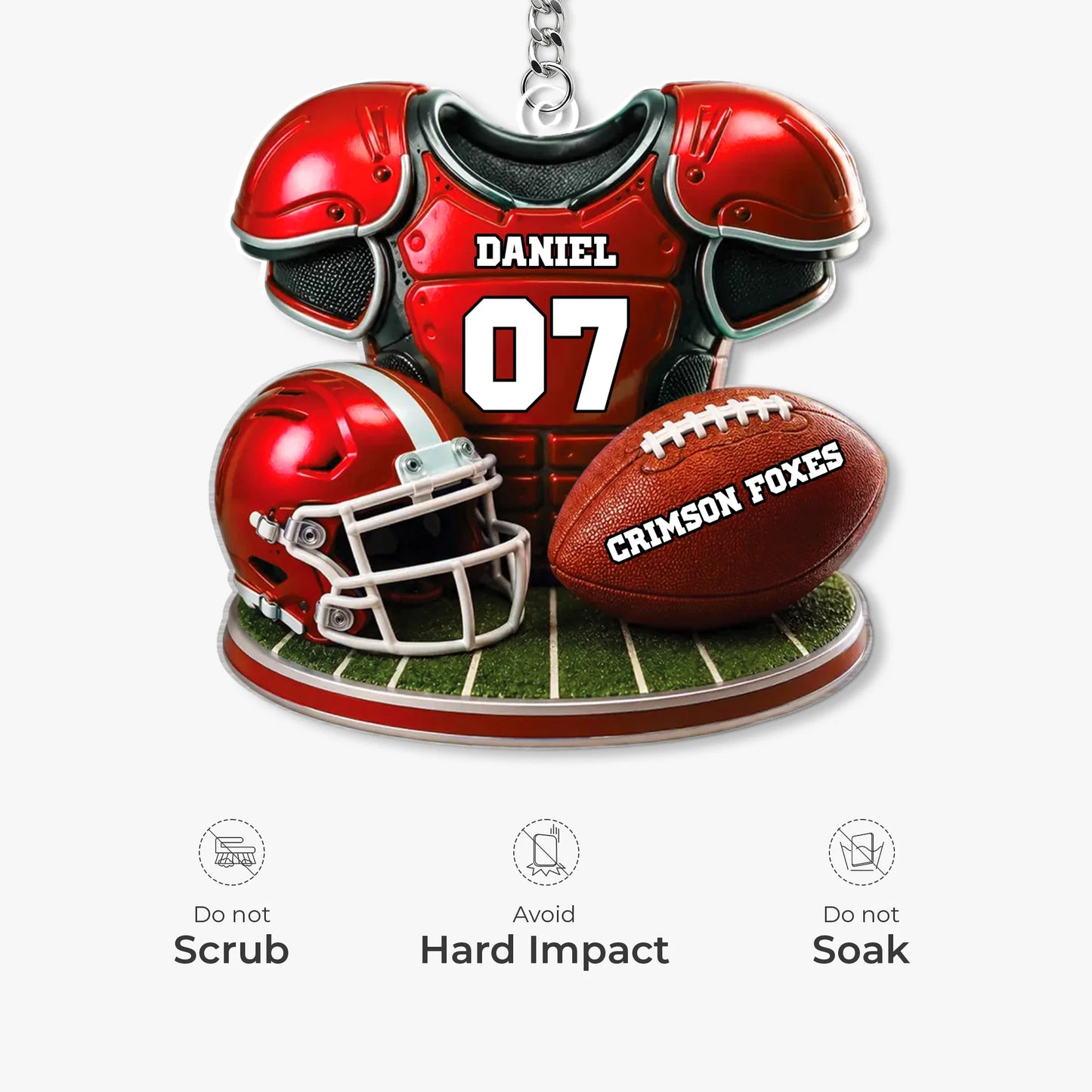 Personalized Football Keychain with Custom Name and Number - Ideal Gift for Football Players and Sports Fans