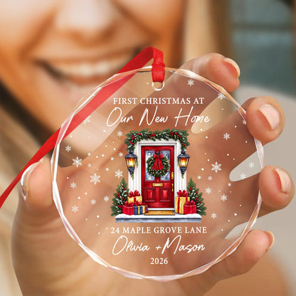 Personalized Our First Christmas at Our New Home Ornament - Custom Glass Couples Keepsake Gift for New Homeowners