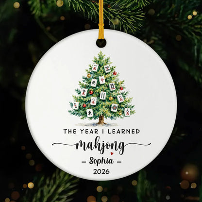 "The Year I Learned Mahjong" Personalized Ceramic Ornament - Custom Christmas Tree Keepsake Gift