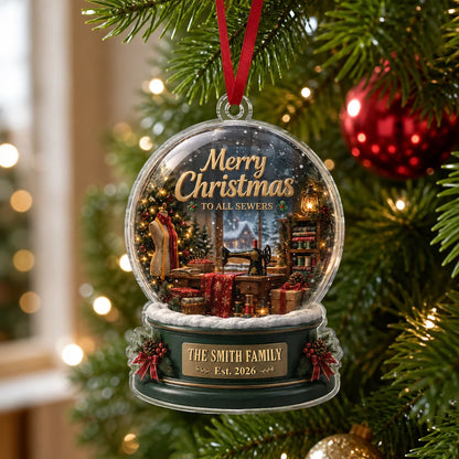 Sew Merry This Christmas Personalized Acrylic Ornament - Custom Family Keepsake Gift for Sewing Lovers
