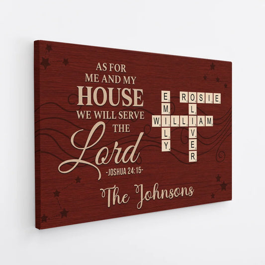 "As for Me and My House" Personalized Crossword Canvas / Poster - Custom Wall Art Gift for Family