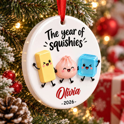 "The Year of Squishies" Personalized Ceramic Christmas Ornament - Custom Keepsake for Kids