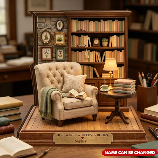 Custom Book Nook Miniature Plaque for Mom with personalized design details for meaningful gifting