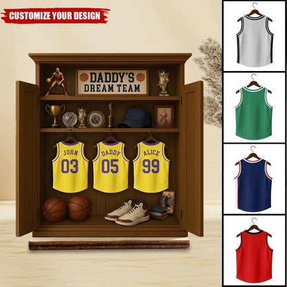Plaque material and size view - Personalized Sports Dad Wooden Plaque