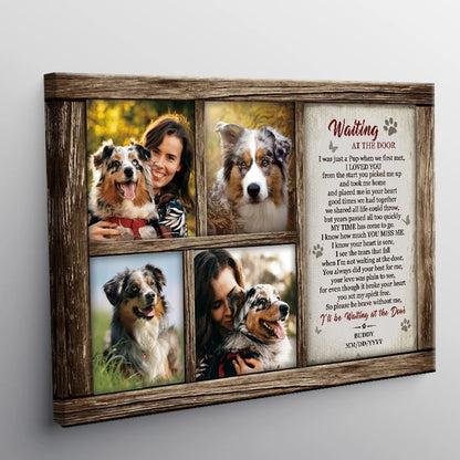 Waiting at the Door Personalized Dog Memorial Canvas / Poster - Custom Photo Collage Wall Art for Pet Loss