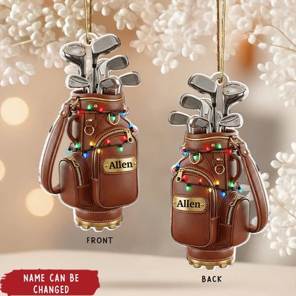 Personalized Golf Bag Christmas Ornament - Custom Acrylic Golf Lover Gift Idea for Him