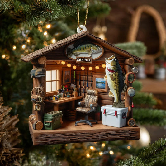 Personalized Fishing Tool Cabin Ornament - Custom Fisherman Keepsake Gift for Anglers