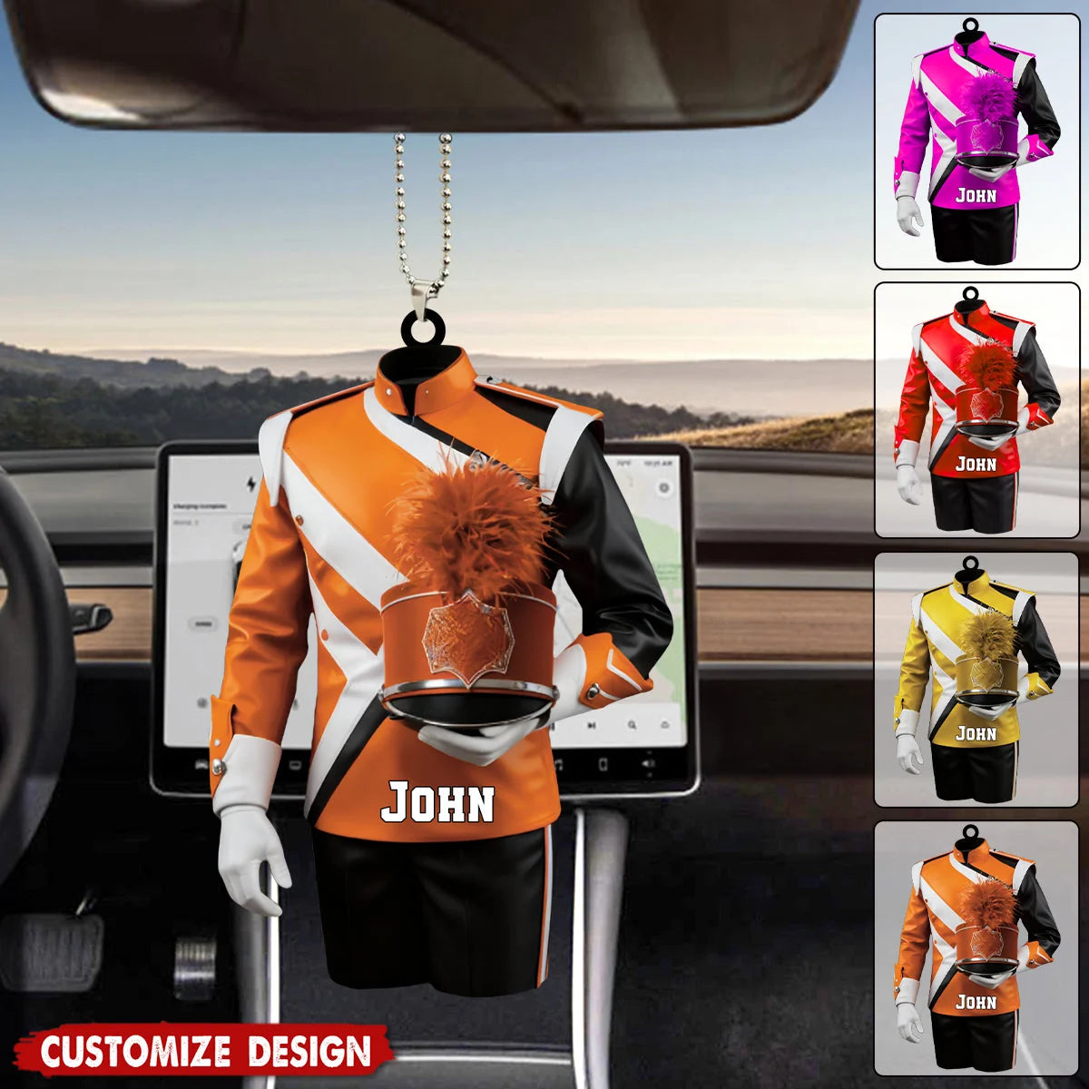 Personalized Marching Band Uniform Car Ornament - Custom Name Keepsake Gift for Band Leader & Music Lover
