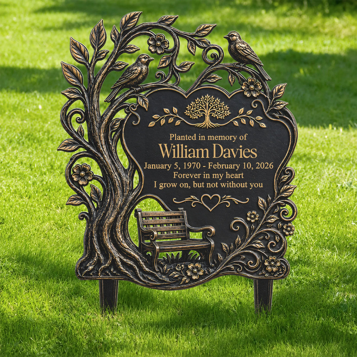 Personalized "Forever In Our Hearts" Metal Garden Stake – Custom Memorial Grave Marker & Sympathy Keepsake Gift for Loss of a Loved One