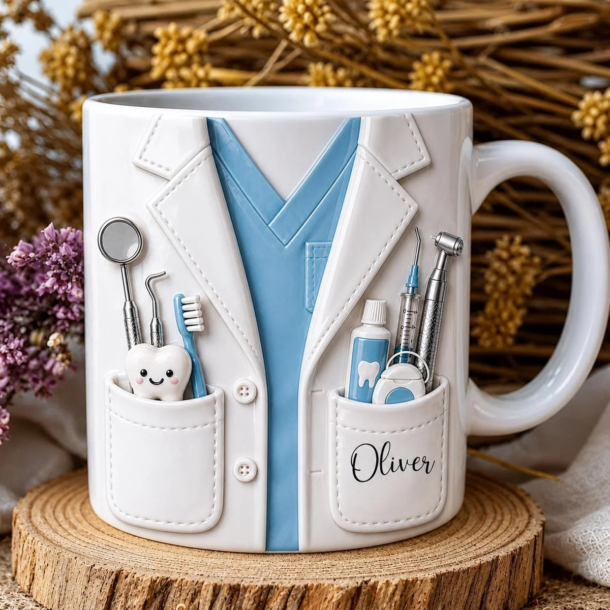 Custom Scrub Coat Dentist Mug - Personalized Hygienist Graduation Gift for Dental