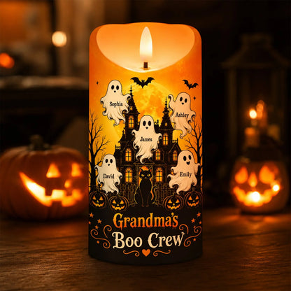 Custom Grandma's Little Boo Crew Led Candle for Grandma with personalized design details for meaningful gifting