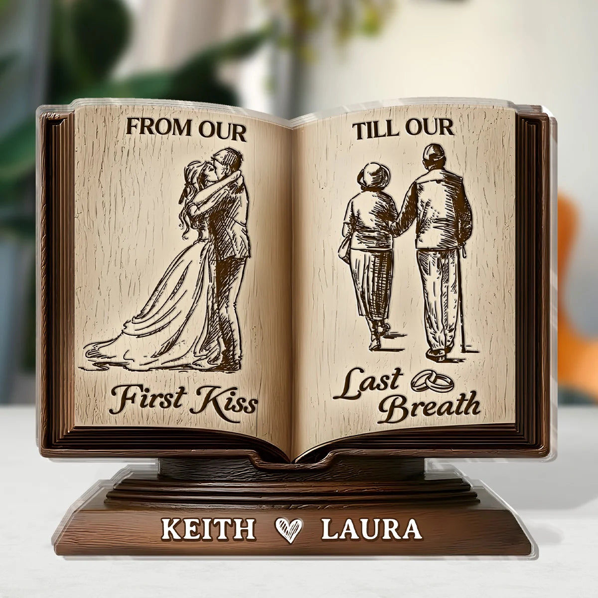 From Our First Kiss Personalized Acrylic Plaque - Custom Wedding Anniversary Gift for Couples
