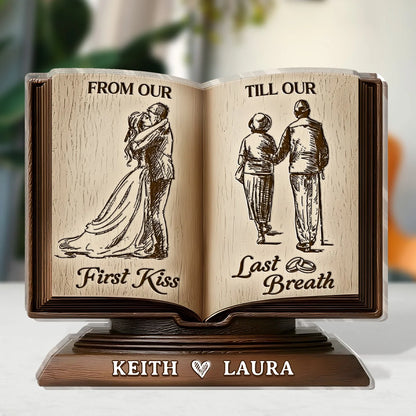 From Our First Kiss Personalized Acrylic Plaque - Custom Wedding Anniversary Gift for Couples