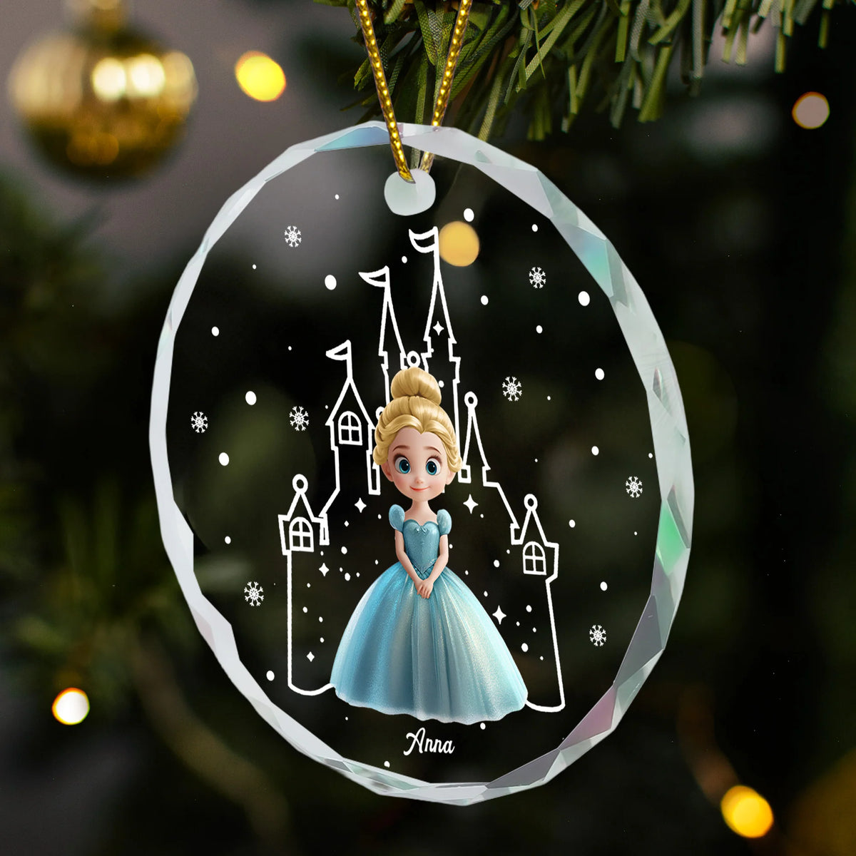 Magical Princess Castle Personalized Glass Ornament - Daughter Christmas Keepsake