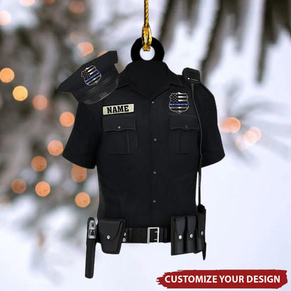Personalized Police Uniform Christmas Acrylic Ornament - Custom Name Police Officer Gift