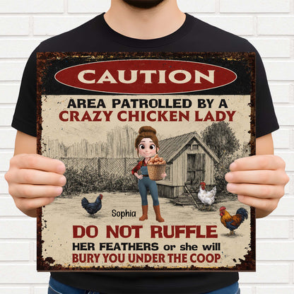 Wood Sign material and size view - Personalized Chicken Lady Wood Sign