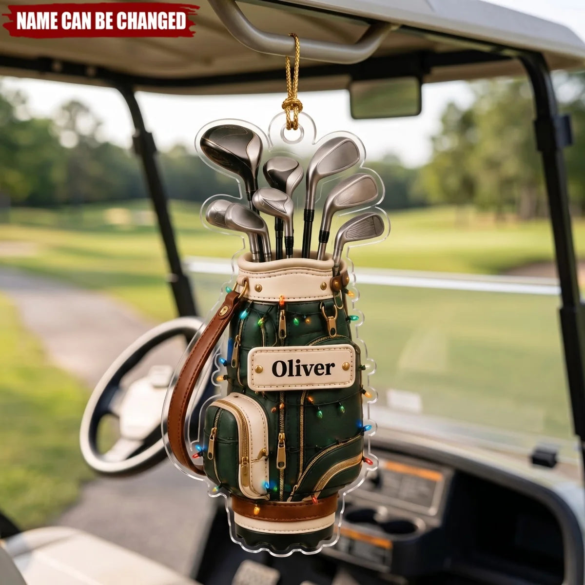Personalized Golf Bag Acrylic Ornament - Custom Holiday Keepsake Gift for Golfers