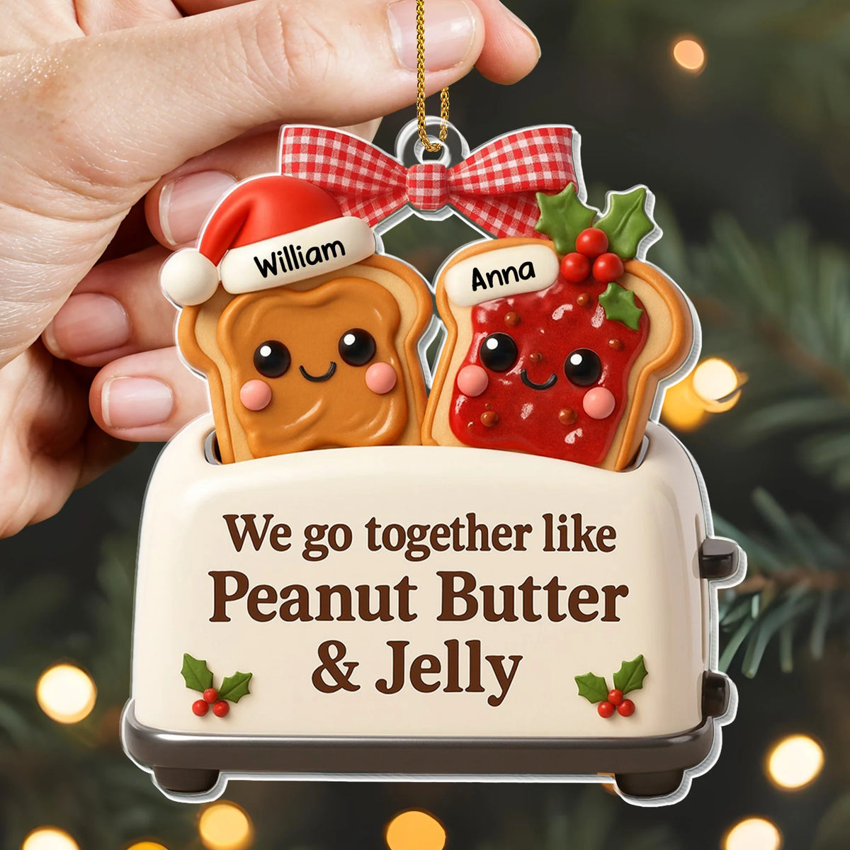 We Go Together Like Peanut Butter & Jelly Toast Ornament