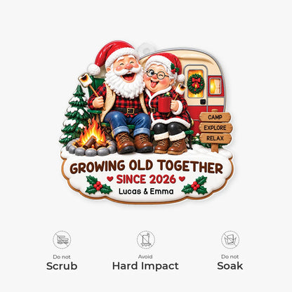 "Growing Old Together" Personalized Camping Acrylic Ornament - Christmas Gift for Couples