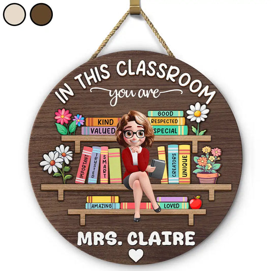 Custom Teacher Classroom Door Sign for Teacher with personalized design details for meaningful gifting