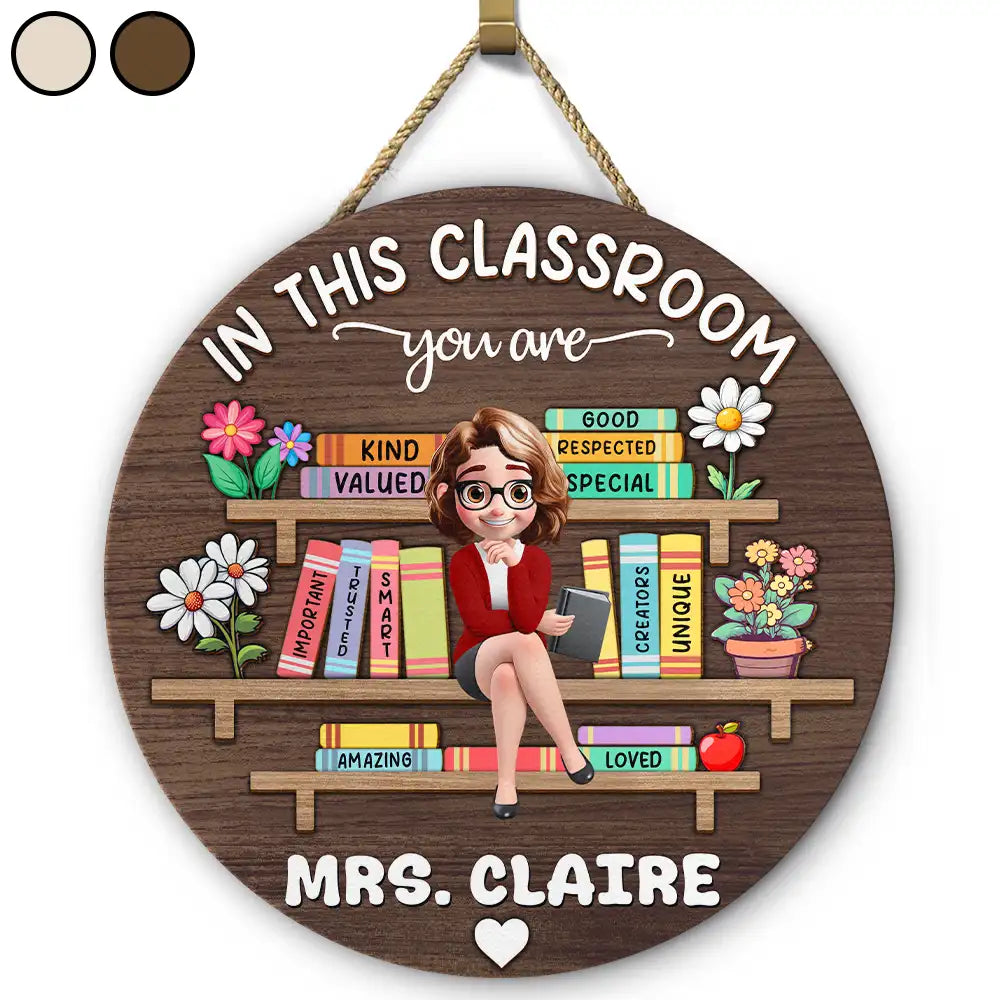 Custom Teacher Classroom Door Sign for Teacher with personalized design details for meaningful gifting