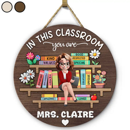 Custom Teacher Classroom Door Sign for Teacher with personalized design details for meaningful gifting