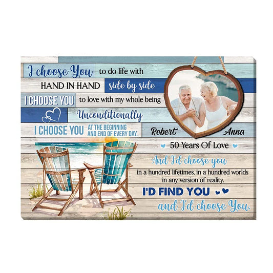 Custom 50Th Anniversary Canvas for Couples with personalized design details for meaningful gifting