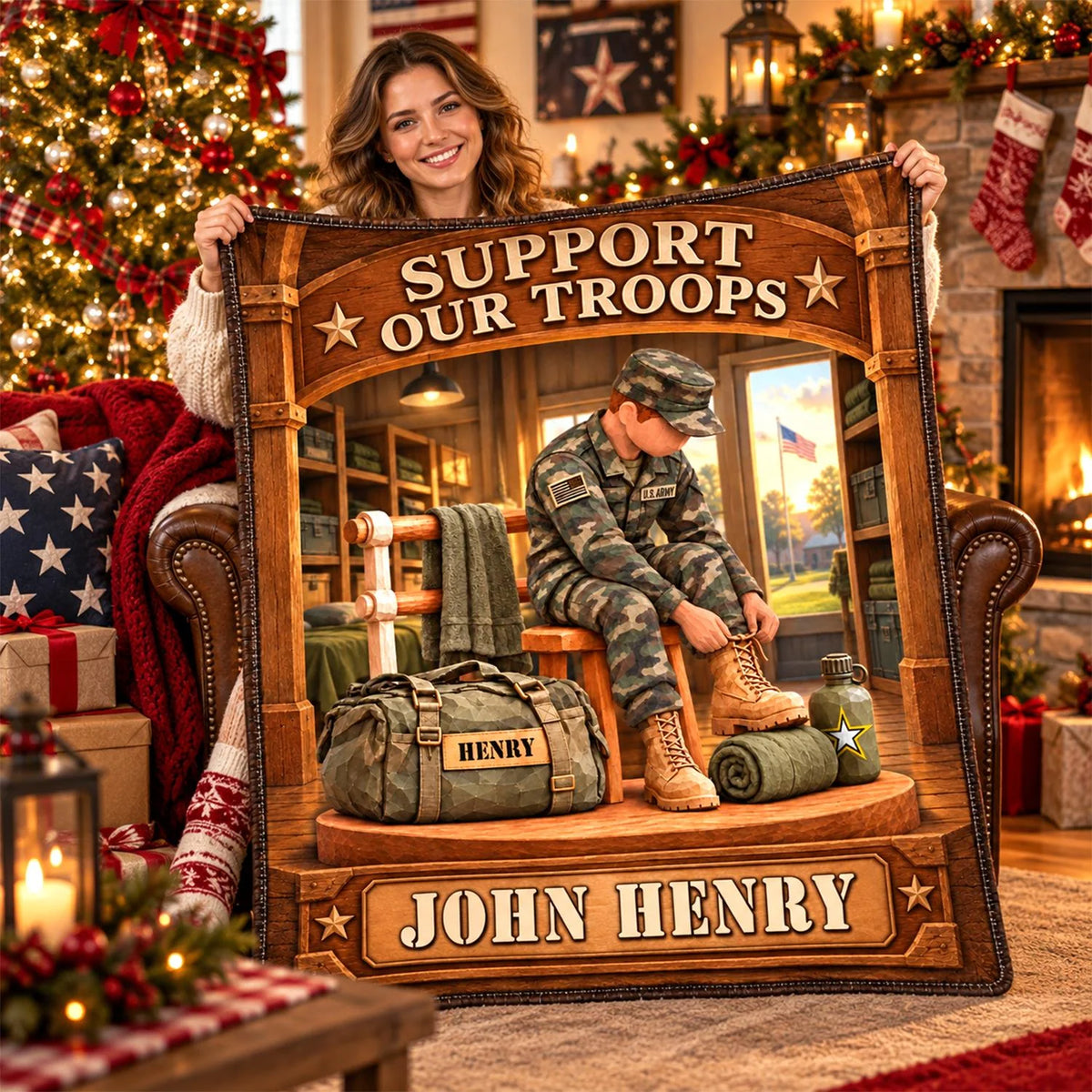 Personalized US Army Soldier Blanket – Proud to Serve, Custom Name Military Christmas Gift For Military Soldier C2408 Hv01 KL07