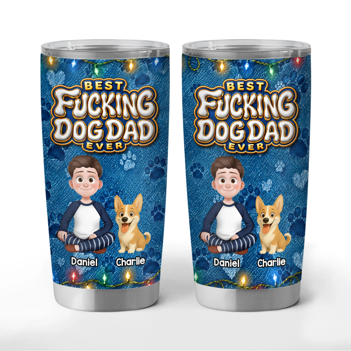 Best Fcking Dog Dad Ever Personalized Tumbler - Funny Pet Lover Gift for Dad
