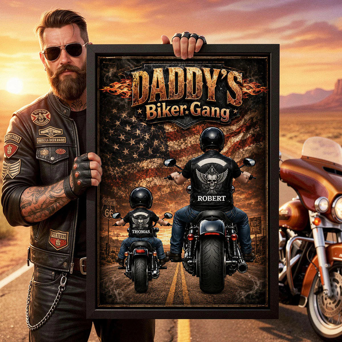 Custom Daddy's Biker Gang Poster for Dad with personalized design details for meaningful gifting image 6
